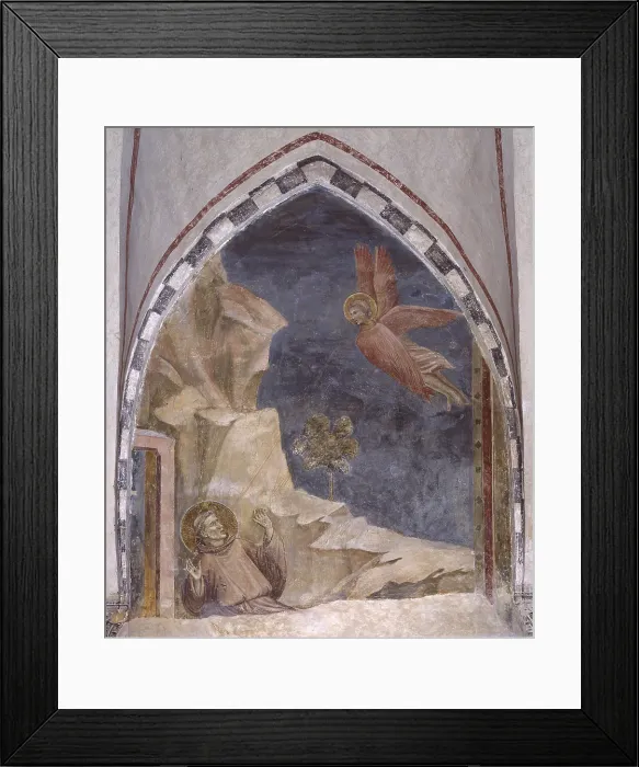 Framed Print : St. Francis receiving the stigmata (San Francesco riceve le stigmate), by Master of the Chapter of the Saint, 14th century, fresco. - Italy, Veneto, Padua, St. Anthony Convent Framed Print : St. Francis receiving the stigmata (San Francesco riceve le stigmate), by Master of the Chapter of the Saint, 14th century, fresco. - Italy, Veneto, Padua, St. Anthony Convent