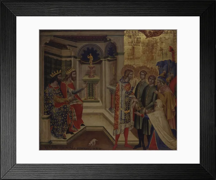 Framed Print : St. Sebastian comforts Mark and Marcelliano, by Nicoletto Semitecolo, 14th century, panel. - Italy, Veneto, Padua, Cathedral of Santa Maria Assunta. Whole artwork view
