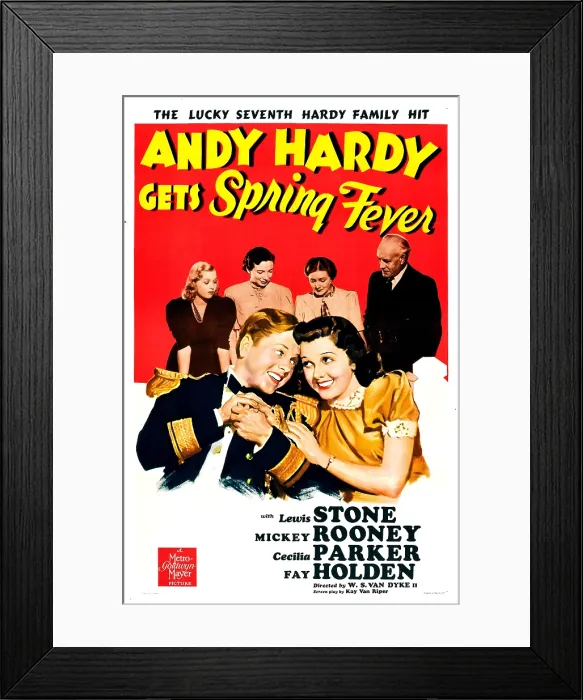 Framed Print : ANDY HARDY GETS SPRING FEVER, US poster art, front from left: Mickey Rooney, Ann Rutherford; back from left: Cecilia Parker, Sara Haden, Fay Holden, Lewis Stone, 1939 Framed Print : ANDY HARDY GETS SPRING FEVER, US poster art, front from left: Mickey Rooney, Ann Rutherford; back from left: Cecilia Parker, Sara Haden, Fay Holden, Lewis Stone, 1939