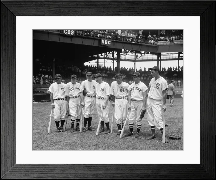 Framed Print : American League baseball greats in the line-up of the 5th All-Star Game played on July 7, 1937 Framed Print : American League baseball greats in the line-up of the 5th All-Star Game played on July 7, 1937