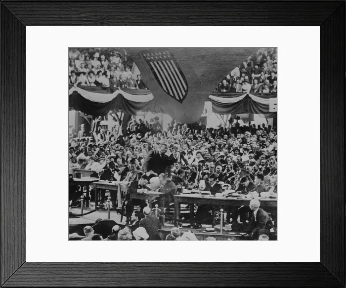 Framed Print : Theodore Roosevelt addressing the Progressive National Convention, August 6, 1912 Framed Print : Theodore Roosevelt addressing the Progressive National Convention, August 6, 1912