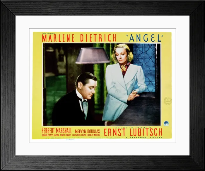 Framed Print : ANGEL, from left: Marlene Dietrich, Herbert Marshall, lobbycard, 1937 Framed Print : ANGEL, from left: Marlene Dietrich, Herbert Marshall, lobbycard, 1937