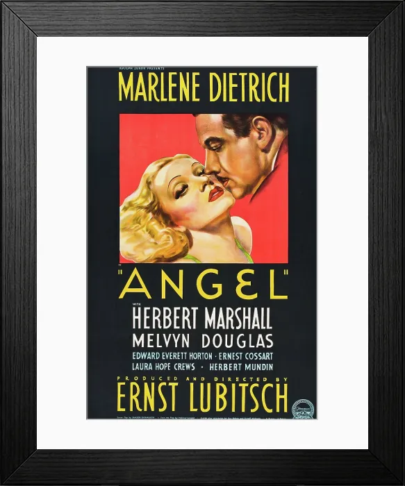 Framed Print : ANGEL, US poster art, from left: Marlene Dietrich, Herbert Marshall, 1937