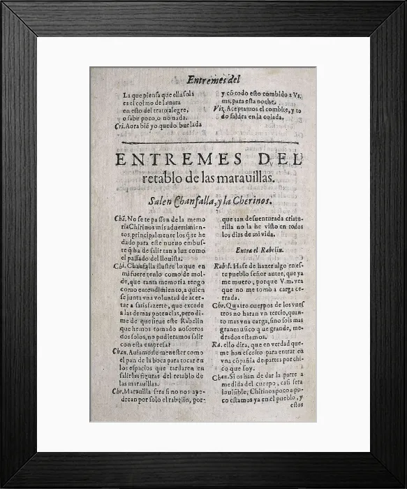 Framed Print : CERVANTES SAAVEDRA, Miguel de (1547-1616). 'Entrems del Retablo de las Maravillas' (The retable of wonders)