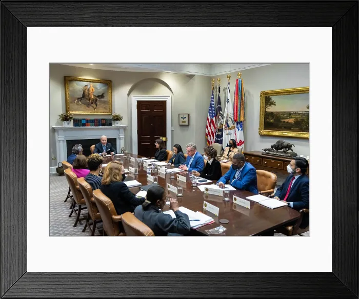 Framed Print : President Joe Biden meets with the New Democrat Coalition, March 30, 2022 Framed Print : President Joe Biden meets with the New Democrat Coalition, March 30, 2022