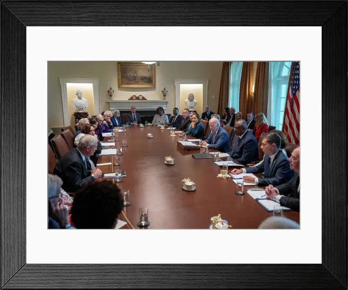 Framed Print : President Joe Biden holds a Cabinet meeting, in the White House, Oct. 2. 2023. (BSLOC_2023_8_46)