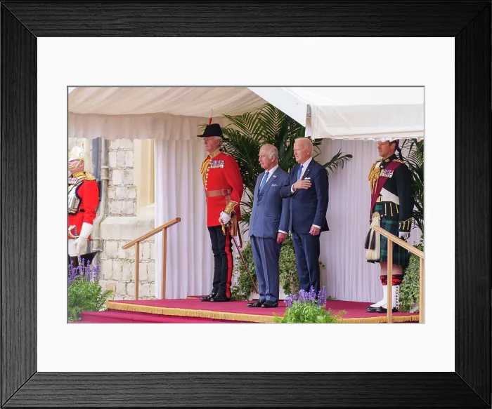 Framed Print : President Joe Biden is officially greeted by Britain's King Charles III, July 10, 2023, at Windsor Castle, England. (BSLOC_2023_8_49)