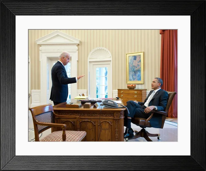 Framed Print : President Barack Obama talks with Vice President Joe Biden in the Oval Office, March 14, 2011 (BSLOC_2020_4_15) Framed Print : President Barack Obama talks with Vice President Joe Biden in the Oval Office, March 14, 2011 (BSLOC_2020_4_15)