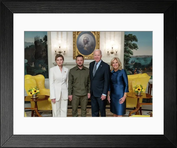 Framed Print : President Joe Biden and First Lady Jill Biden greet Ukrainian President Volodymyr Zelenskyy and First Lady Olena Zelenska, September 21, 2023