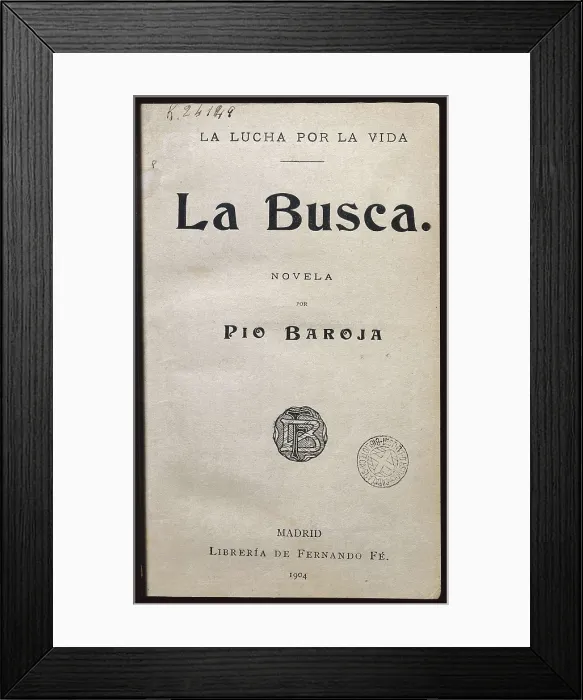 Framed Print : BAROJA NESSI, Po (1872-1956). Cover from the novel 'The Quest' of Po Baroja. Edition published in Madrid in 1904. SPAIN. Barcelona