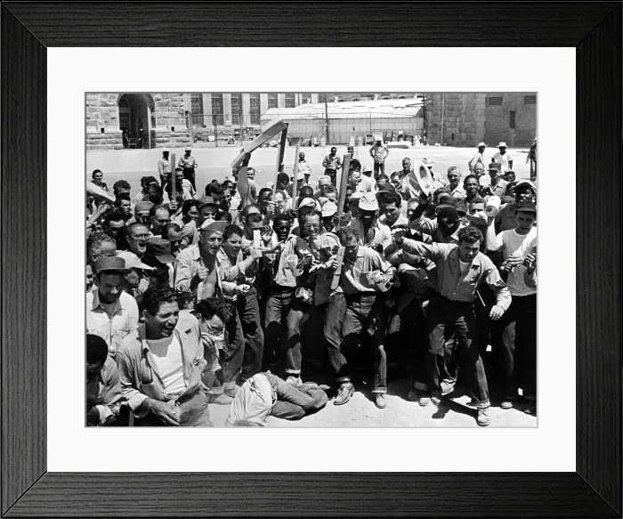 Framed Print : RIOT IN CELL BLOCK 11, Riot in Prison yard, 1954