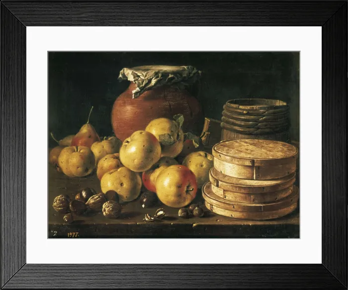 Framed Print : MELNDEZ o MENNDEZ, Lus (1716-1780). Still Life with Apples, Walnuts, Pot and Boxes of Sweetmeats. mid. 18th c. Baroque art. Oil on canvas. SPAIN. Madrid. Prado Museum