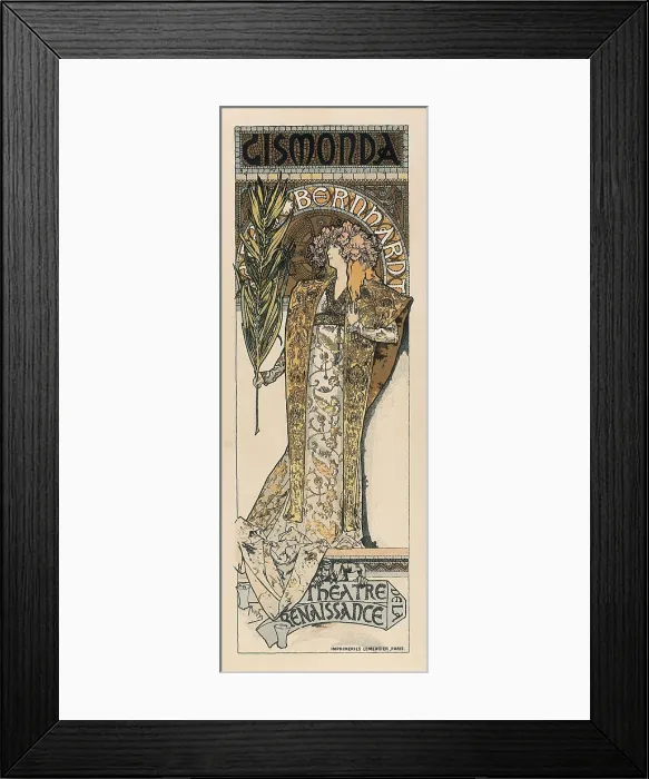 Framed Print : MUCHA, Alphonse Maria (1860-1939). Gismonda. 1894. Poster advertising the theatre performance of Sarah Bernhardt as 'Gismonda' at the Thatre de la Renaissance in Paris