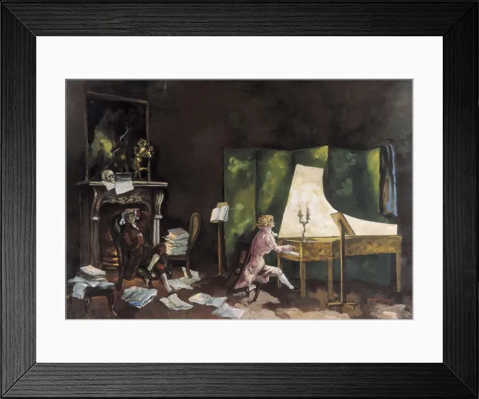 Framed Print : RUSSIA. Moscow. Scenery for the first scene of Pushkin's work 'The Miserly Knight', performed at the Safanov Theatre of Moscow in 1936. Scenery by Anatoly Aparov