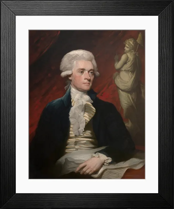 Framed Print : Thomas Jefferson in 1785 portrait by British American artist Mather Brown. Jefferson sat for this portrait in London, during a visit he made to John and Abigail Adams
