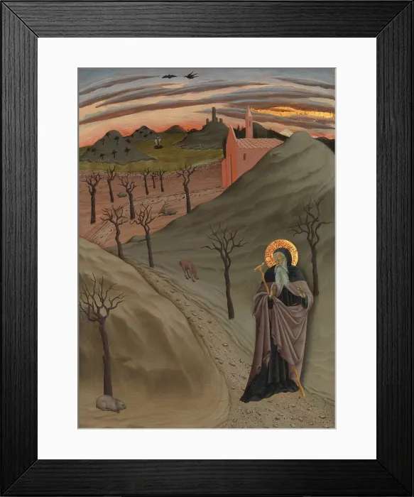 Framed Print : SAINT ANTHONY THE ABBOT IN THE WILDERNESS, by Osservanza Master, 1435, Italian Renaissance painting