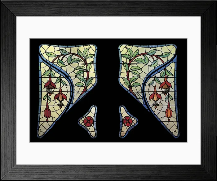 Framed Print : Jeroni Granell House. SPAIN. Barcelona. Jeroni Granell House. Door decoration. House situated at number 582 of the Gran Via de les Corts Catalanes. Modernism. Glass window