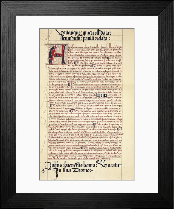 Framed Print : BAENA, Juan Alfonso de (1406-1454). Page of a facsimile from 'El Cancionero' (The Songbook of Baena), edited in 1841. SPAIN. Barcelona