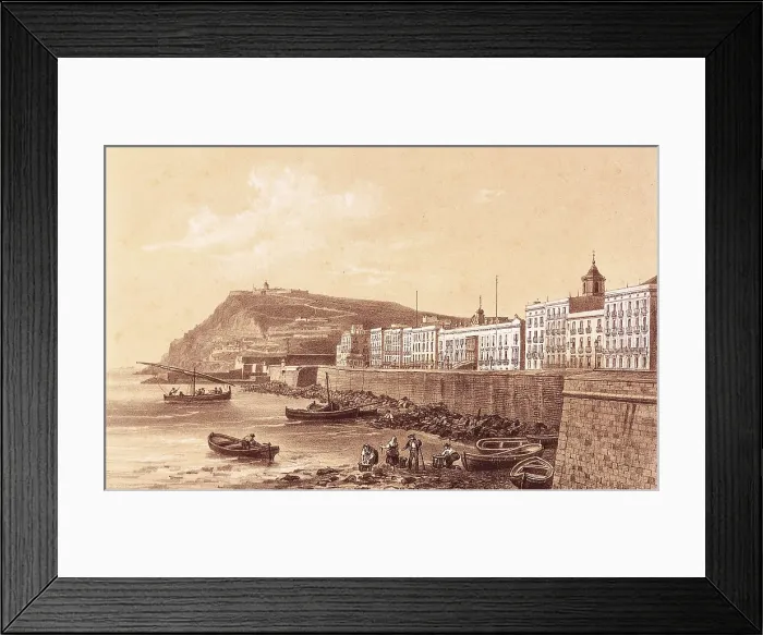 Framed Print : DEROY, Isidore-Laurent (1797-1886). Waterfront. 19th c. Harbour wall and fishermen. Engraving. AISA / Everett Collection**US SALES ONLY** Framed Print : DEROY, Isidore-Laurent (1797-1886). Waterfront. 19th c. Harbour wall and fishermen. Engraving. AISA / Everett Collection**US SALES ONLY**