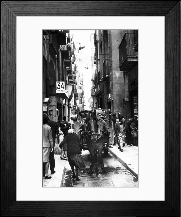 Framed Print : SPAIN. Barcelona. Ribera district (1960s). Cart on the street. AISA / Everett Collection**US SALES ONLY** Framed Print : SPAIN. Barcelona. Ribera district (1960s). Cart on the street. AISA / Everett Collection**US SALES ONLY**