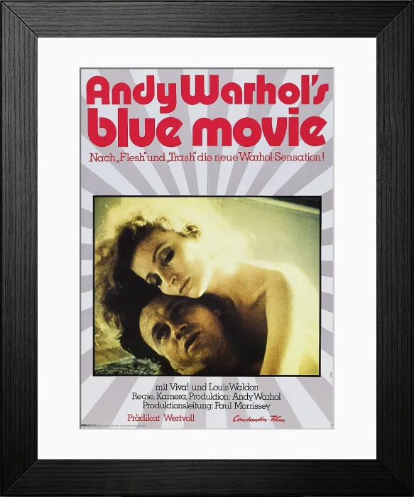 Framed Print : ANDY WARHOL'S BLUE MOVIE, German poster art, from left: Louis Waldon, Viva, 1969