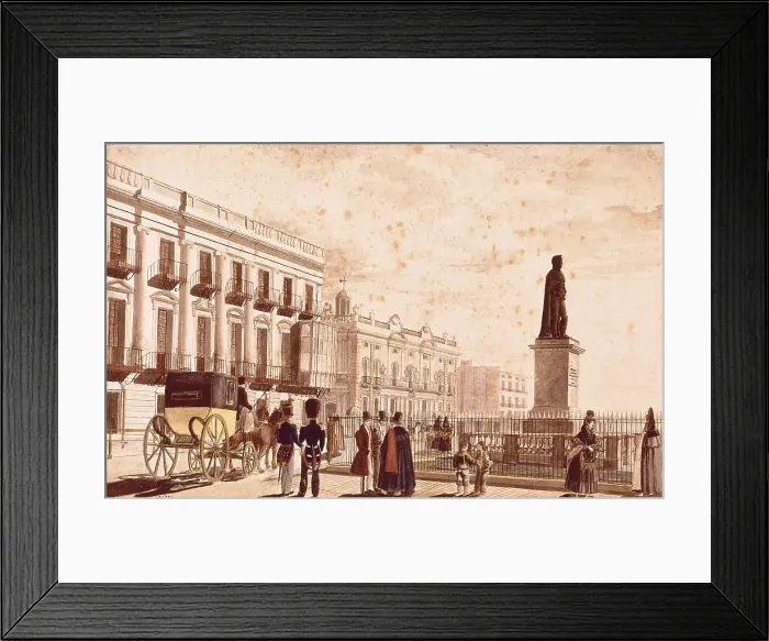 Framed Print : ALSAMORA, Onofre (1825-1880). View of Palace Square, Barcelona. 19th c. Litography. SPAIN. Barcelona. Barcelona City History Museum. AISA / Everett Collection**US SALES ONLY**