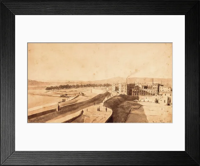 Framed Print : View of the walls of Barcelona at Sant Antoni Portal in 1851, by Enrique Ferau. Engraving. SPAIN. Barcelona. Barcelona City History Museum Framed Print : View of the walls of Barcelona at Sant Antoni Portal in 1851, by Enrique Ferau. Engraving. SPAIN. Barcelona. Barcelona City History Museum