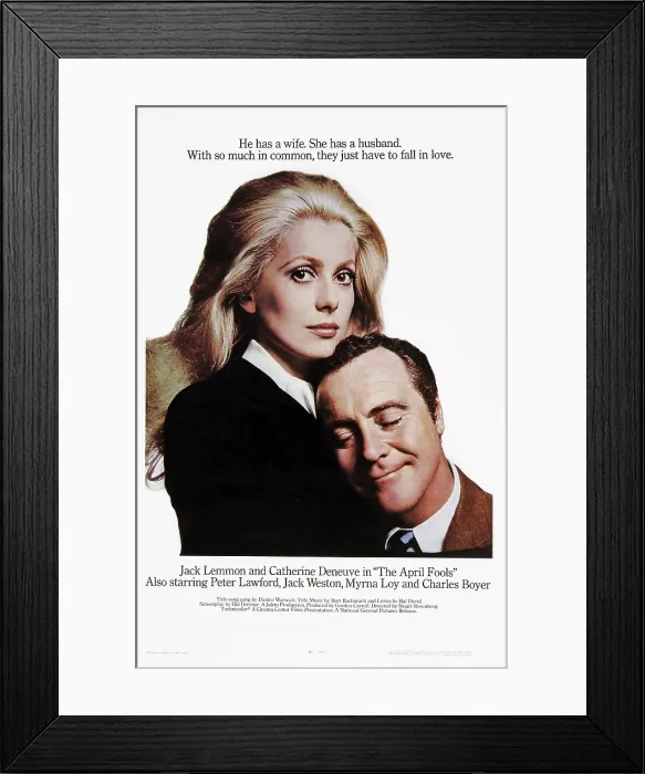 Framed Print : THE APRIL FOOLS, US poster art, from left: Catherine Deneuve, Jack Lemmon, 1969
