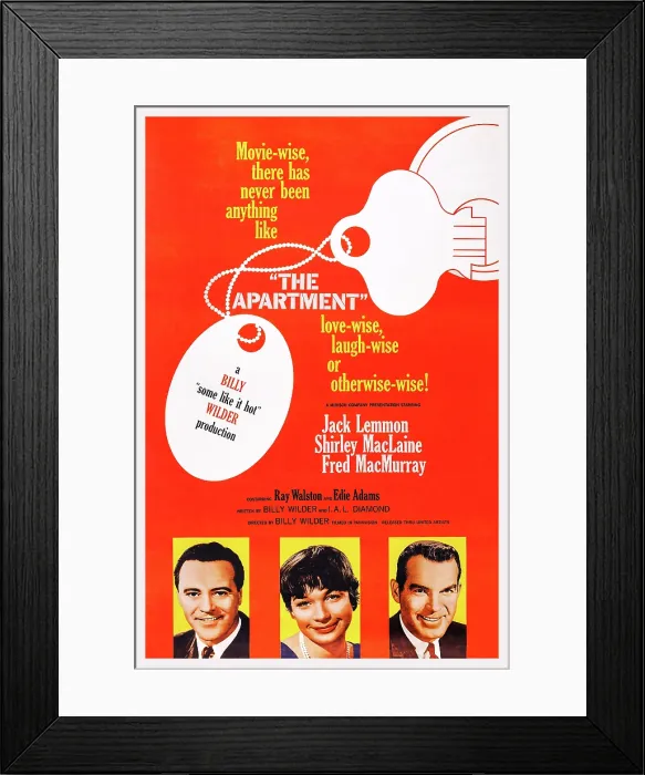 Framed Print : THE APARTMENT, US poster art, from left: Jack Lemmon, Shirley MacLaine, Fred MacMurray, 1960 Framed Print : THE APARTMENT, US poster art, from left: Jack Lemmon, Shirley MacLaine, Fred MacMurray, 1960