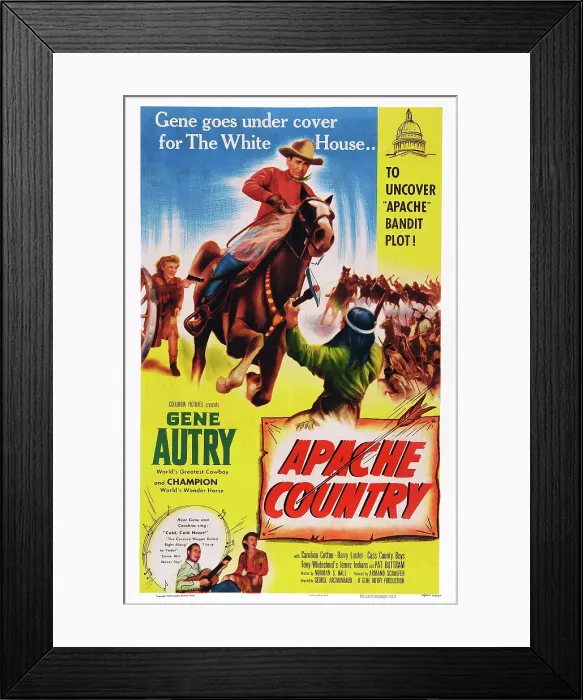 Framed Print : APACHE COUNTRY, poster art, Gene Autry, 1952 Framed Print : APACHE COUNTRY, poster art, Gene Autry, 1952