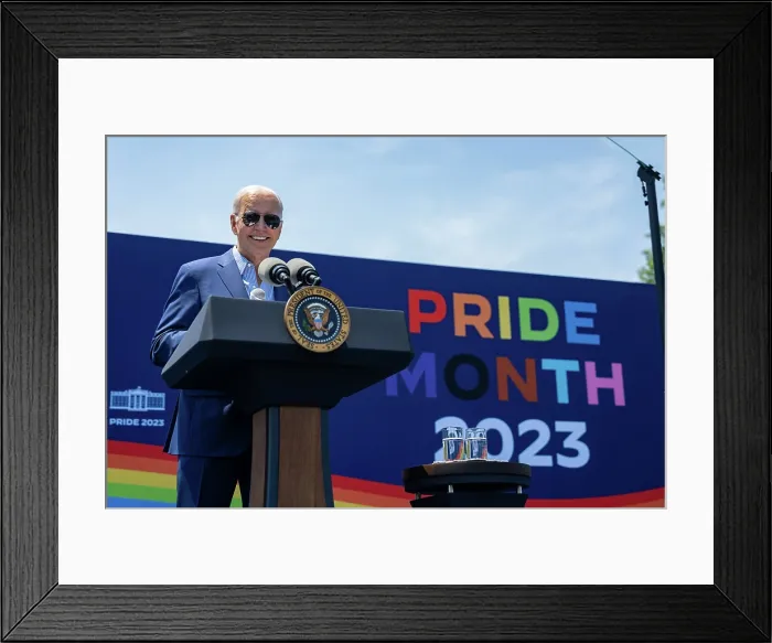 Framed Print : President Joe Biden opens the largest Pride Month celebration in White House history, June 10, 2023