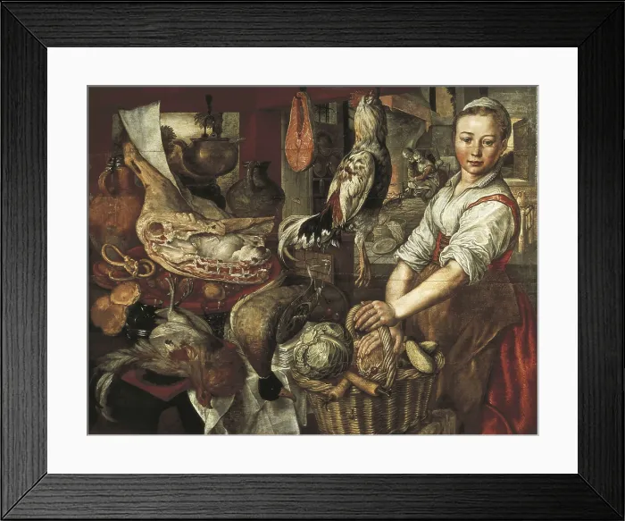 Framed Print : BEUCKELAER, Joachim (1530-1573). Kitchen Interior. 1566. Flemish painter, disciple of Pieter Aertsen. Oil on wood. FRANCE. Paris. Louvre Museum