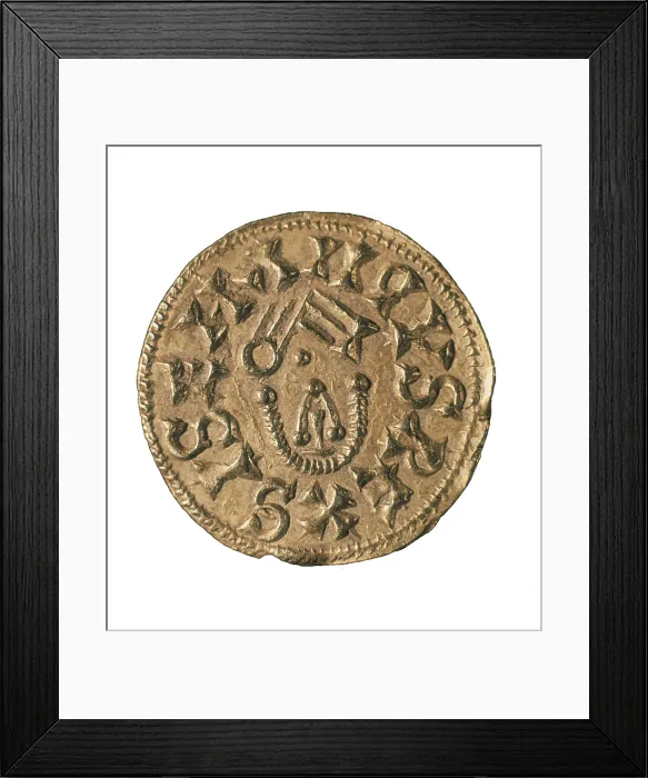 Framed Print : Visigothic triens of king Sisebut (7th c.), minted in Tarraco. SPAIN. Barcelona. National Art Museum of Catalonia. AISA / Everett Collection**US SALES ONLY**