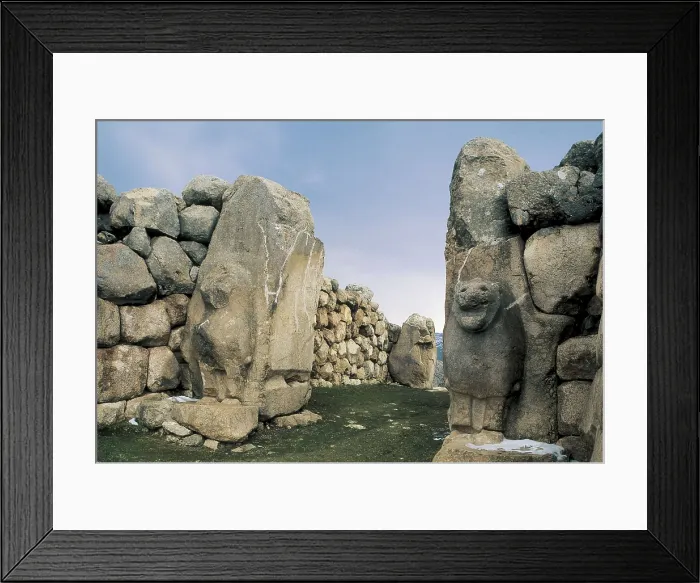 Framed Print : TURKEY. Bogazkale. Hattusa. Lion gate, one of the five gates of the wall. Hittite art. Imperial Hittite period. AISA / Everett Collection**US SALES ONLY**