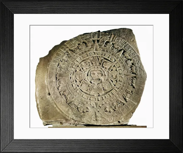 Framed Print : Aztec calendar. 1479. Basalt. Aztec art. Relief on rock. MEXICO. Mexico City. National Museum of Anthropology. Proc: MEXICO. Mexico City. Tenochtitln Framed Print : Aztec calendar. 1479. Basalt. Aztec art. Relief on rock. MEXICO. Mexico City. National Museum of Anthropology. Proc: MEXICO. Mexico City. Tenochtitln