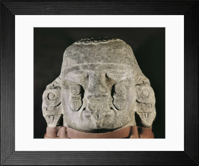 Framed Print : Head of Coyolxauhqui. 1325-1521. Aztec art. Sculpture on rock. MEXICO. Mexico City. National Museum of Anthropology. Proc: MEXICO. Mexico City. Tenochtitln
