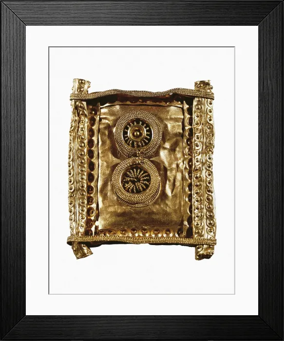 Framed Print : Decorated gold plaque. 6th c. - 5th c. BC. Celtic art. Jewelry. SPAIN. Madrid. National Museum of Archaeology. Proc: SPAIN. Ribadeo. AISA / Everett Collection**US SALES ONLY**