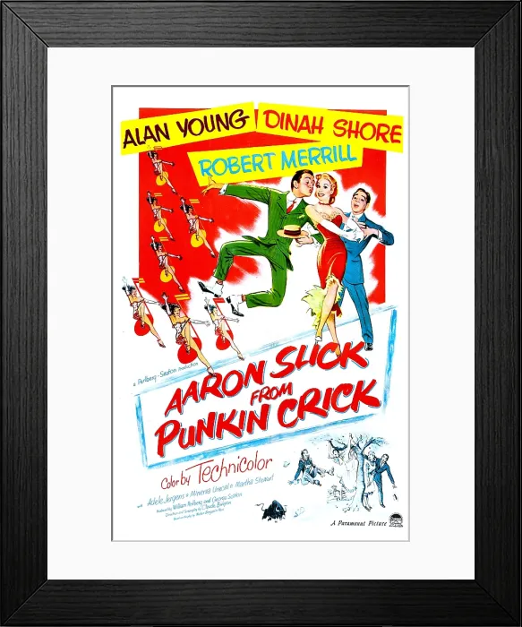 Framed Print : AARON SLICK FROM PUNKIN CRICK, US poster, from left: Alan Young, Dinah Shore, Robert Merrill, 1952