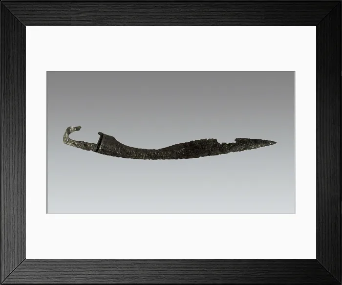 Framed Print : Iberian falcata made of iron. Iron Age. ; Iberian art. SPAIN. Cordoba. Archaeological Museum of Cordoba. Proc: SPAIN. ANDALUSIA. Almedinilla