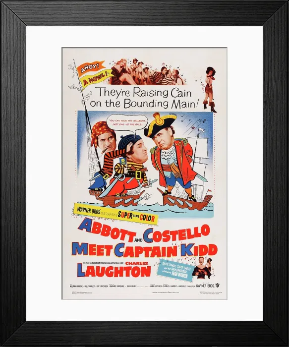 Framed Print : ABBOTT AND COSTELLO MEET CAPTAIN KIDD, US poster art, from left: Bud Abbott, Lou Costello, Charles Laughton, 1952