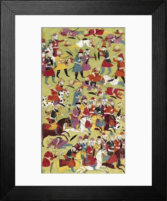 Framed Print : History of Muhammad and the First Four 'Rightly Guided' Caliphs. Battle between Ali and his adversaries. Persian art. Miniature Painting. FRANCE. Paris