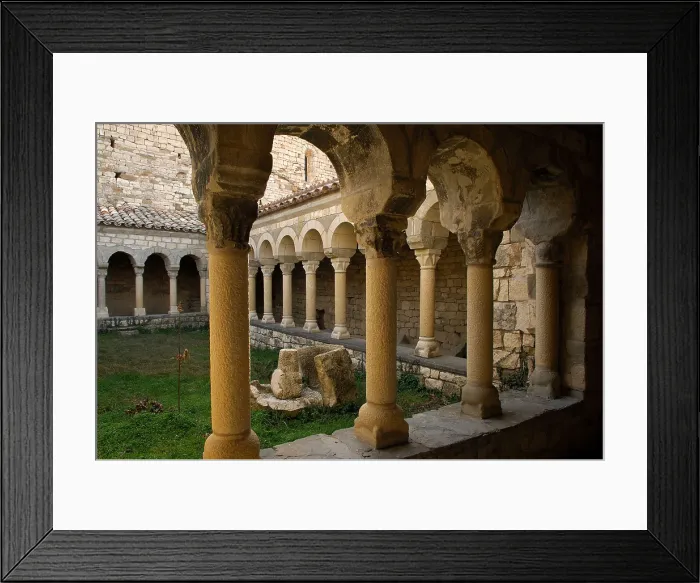 Framed Print : SPAIN. CATALONIA. Castell de Mur. Conca de Tremp. Cloister of the Collegiate Church of Santa Mara de Mur (11th c.). Romanesque art. Architecture