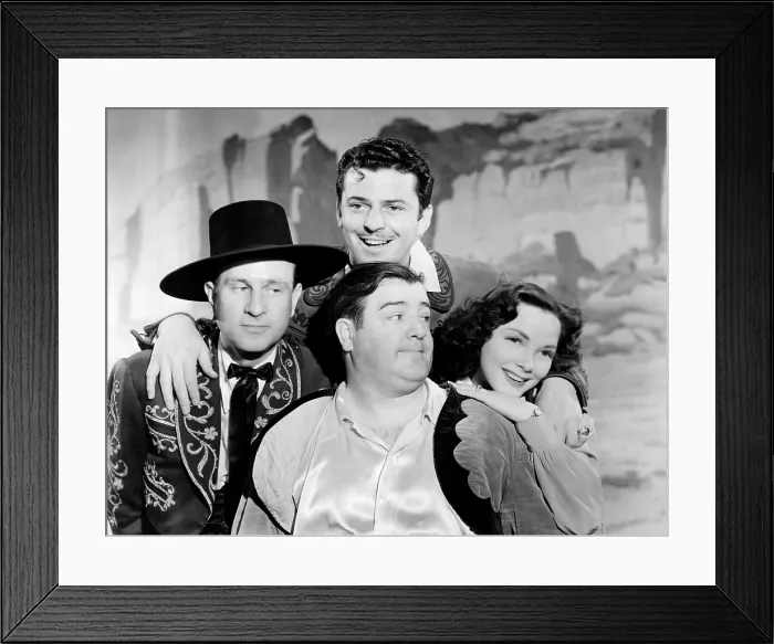 Framed Print : RIO RITA, from left: Bud Abbott, John Carroll (rear), Lou Costello, Kathryn Grayson, 1942