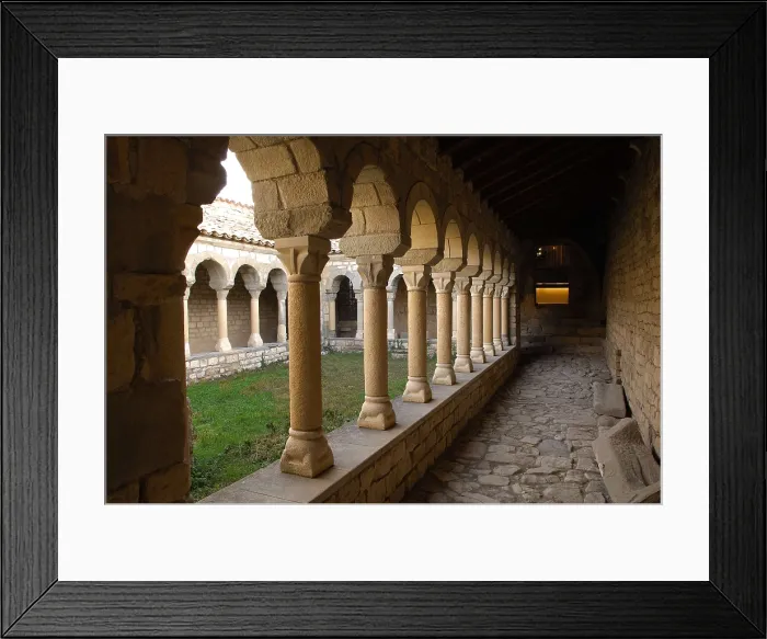Framed Print : SPAIN. CATALONIA. Castell de Mur. Conca de Tremp. Cloister of the Collegiate Church of Santa Mara de Mur (11th c.). Romanesque art. Architecture