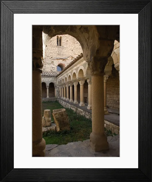 Framed Print : SPAIN. CATALONIA. Castell de Mur. Conca de Tremp. Cloister of the Collegiate Church of Santa Mara de Mur (11th c.). Romanesque art. Architecture Framed Print : SPAIN. CATALONIA. Castell de Mur. Conca de Tremp. Cloister of the Collegiate Church of Santa Mara de Mur (11th c.). Romanesque art. Architecture