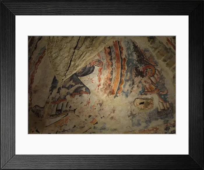 Framed Print : SPAIN. CATALONIA. Castell de Mur. Conca de Tremp. Collegiate Church of Santa Mara de Mur (11th c.). Paintings on the apse. Romanesque art. Fresco