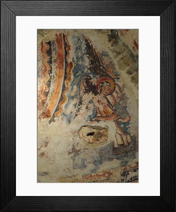 Framed Print : SPAIN. CATALONIA. Castell de Mur. Conca de Tremp. Collegiate Church of Santa Mara de Mur (11th c.). Paintings on the apse. Romanesque art. Fresco