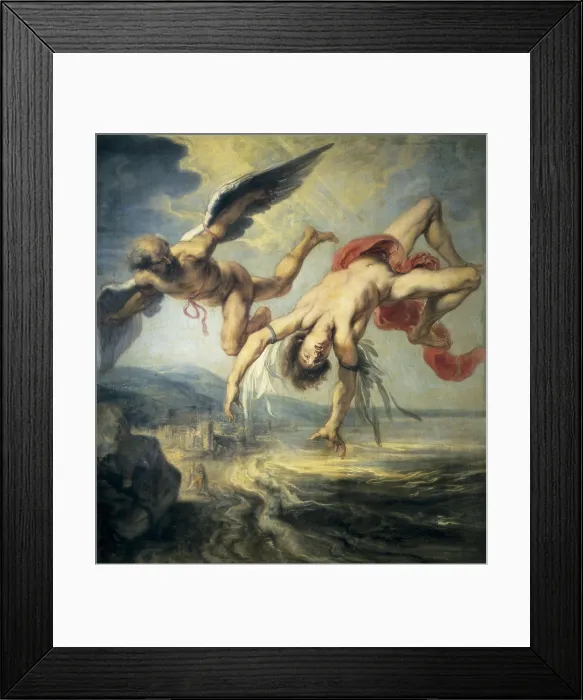 Framed Print : GOWY, Jacob Peter (17th century). The Fall of Icarus. 1636. Icarus falls and his father Daedalus flies. Painted after a sketch of Rubens. Flemish art. Oil on canvas. SPAIN Framed Print : GOWY, Jacob Peter (17th century). The Fall of Icarus. 1636. Icarus falls and his father Daedalus flies. Painted after a sketch of Rubens. Flemish art. Oil on canvas. SPAIN
