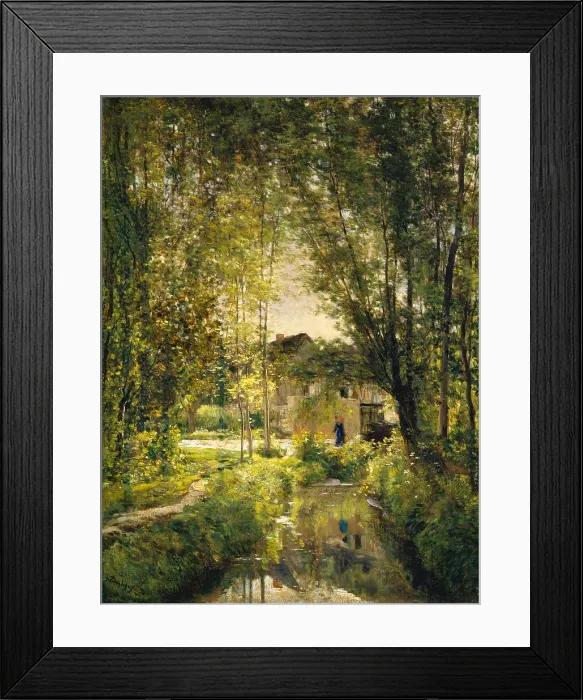 Framed Print : LANDSCAPE WITH A SUNLIT STREAM, by Charles-Francois Daubigny, 1877, French painting, oil on canvas Framed Print : LANDSCAPE WITH A SUNLIT STREAM, by Charles-Francois Daubigny, 1877, French painting, oil on canvas