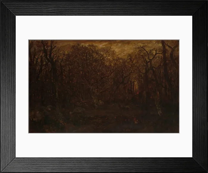 Framed Print : THE FOREST IN WINTER AT SUNSET, by Theodore Rousseau, 1846-67, French painting, oil on canvas